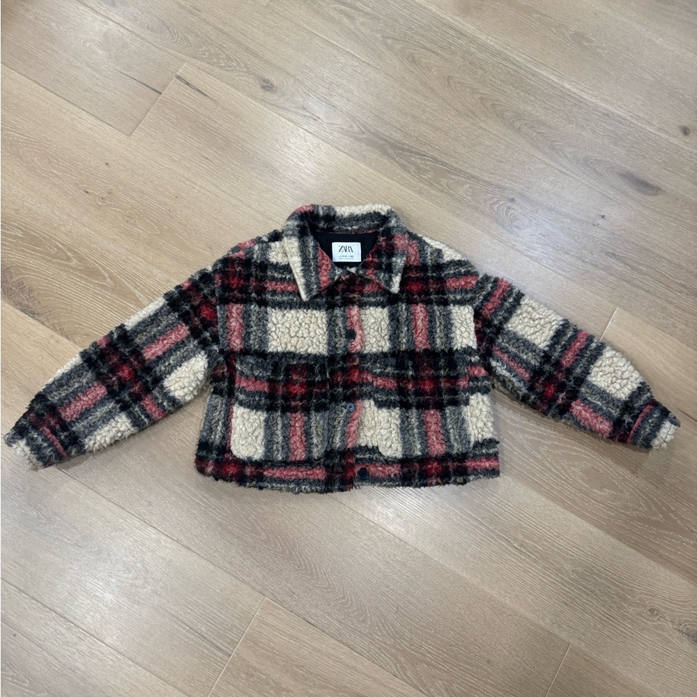 Zara Kids Checkered Jacket - Black, Red, Cream